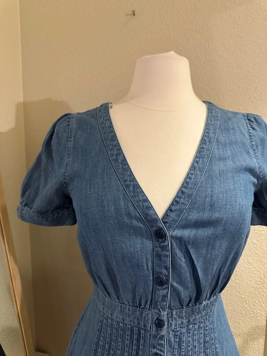 Madewell Denim Daylily Dress in Annetta wash size 4 fit flare summer beach - Picture 3 of 11